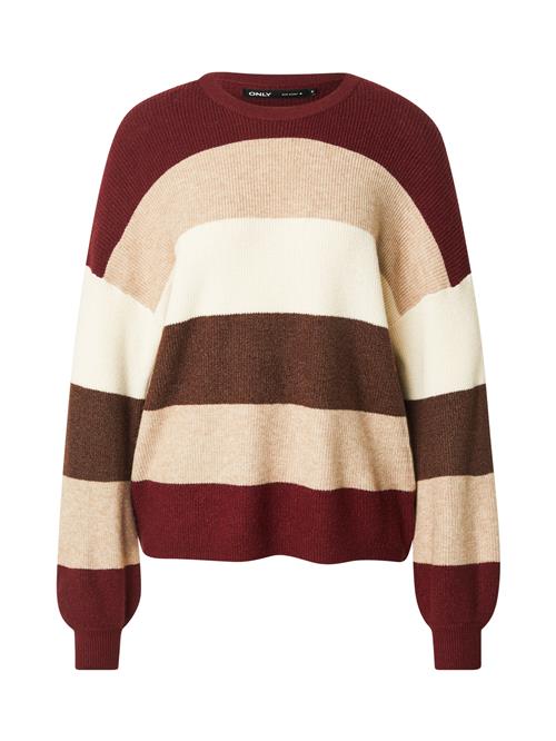 Se ONLY Pullover 'ONLJETTE'  kit / mørkebrun / bær / naturhvid ved About You