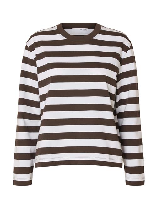 SELECTED Shirts 'SLFESSENTIAL'  mørkebrun / hvid