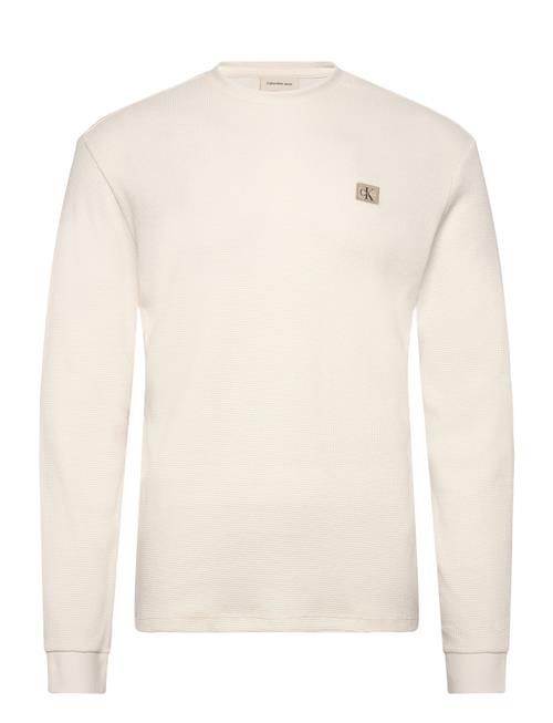 Ls Waffle Badge Crewnk Tee Calvin Klein Jeans White