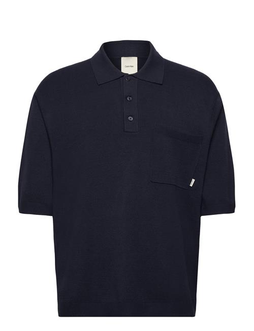 Ss Snowy Tech Knit Boxy Polo Swe Calvin Klein Black