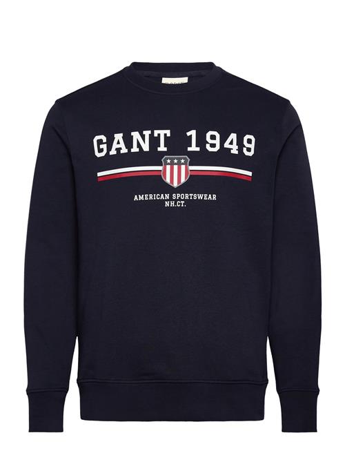 Graphic C-Neck Sweat GANT Navy