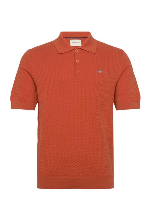Textured Cotton Ss Polo GANT Orange