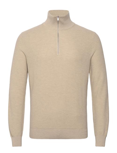Microstructure Sweater With Zipper Collar Mango Beige