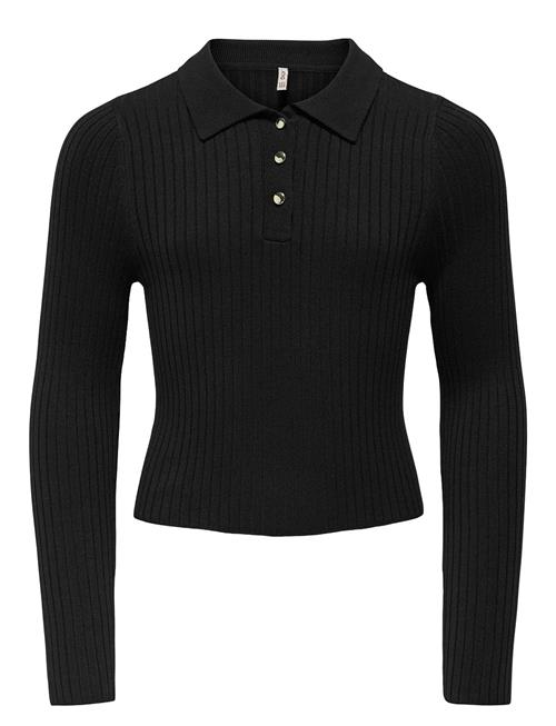 Kogmila Ls Rib Button Polo Neck Cp Knt Kids Only Black