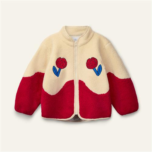 Wynken Dancing Dahlia Teddy Pelsjakke Ecru Red  Ecru Red 8Y  Creme  8 år  kvinde
