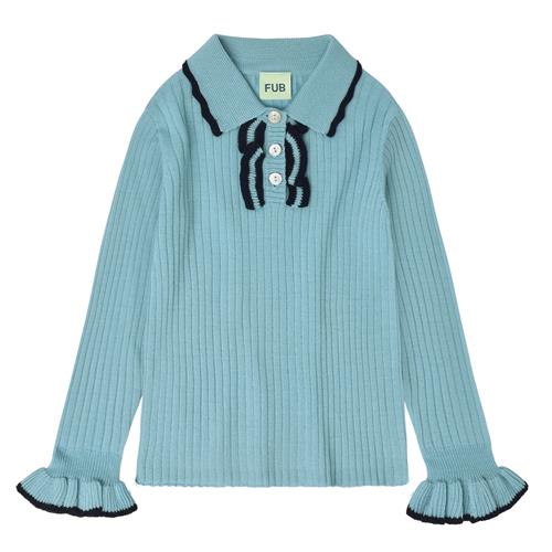 FUB Polo Med Frynser Aqua  Aqua-140 cm Wool Blå  140 cm  kvinde