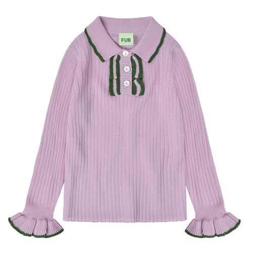 FUB Polo Med Frynser Iris  Iris-110 cm Wool Lilla  110 cm  kvinde
