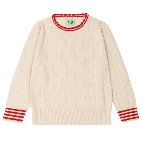FUB Zigzag-bluse Ecru  Ecru-110 cm Wool Beige  110 cm  kvinde