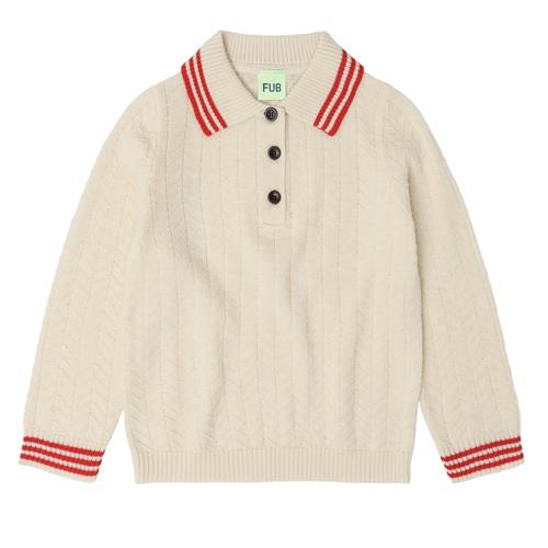 FUB Zigzag-polo Ecru  Ecru-140 cm Wool Beige  140 cm  Unisex
