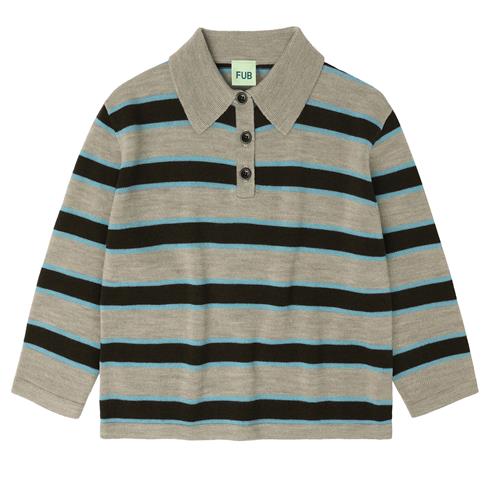 FUB Stribet Polo Oat Melange  Oat Melange-140 cm Wool Beige  140 cm  Unisex