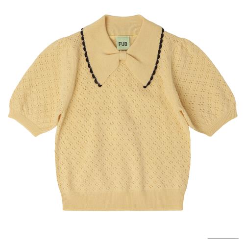 FUB Pointelle-polo Wheat  Wheat-110 cm Wool Beige  110 cm  kvinde