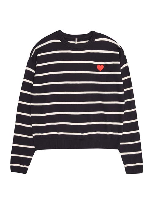 Se ONLY GIRLS Pullover 'KOGAMY'  natblå / hvid ved About You