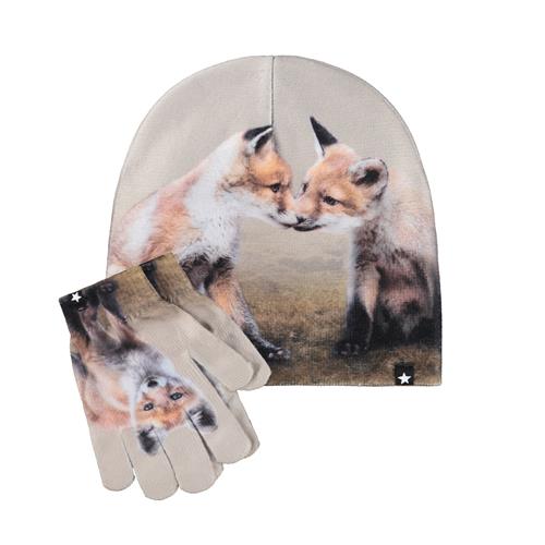 Molo Kaya Sæt Med Hue Og Fingerhandsker Fox Cubs  Fox Cubs 3-6 Y  Beige  3-6 år  unisex