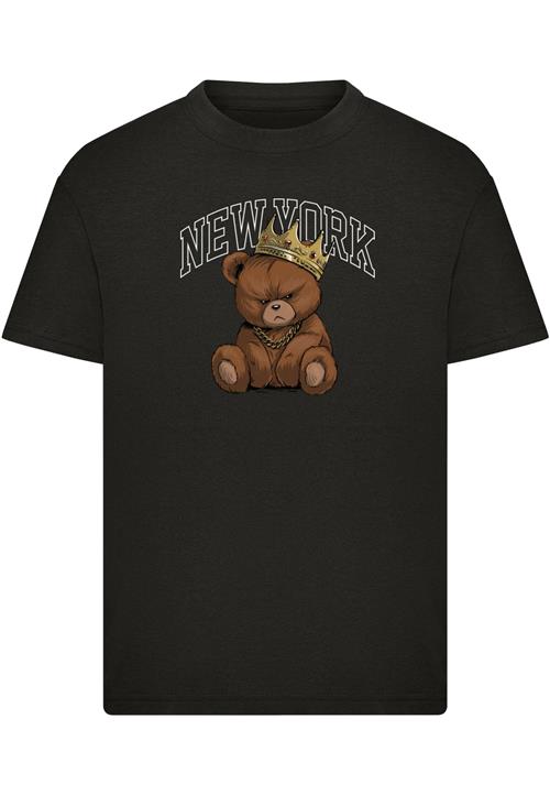 Mister Tee Shirts 'NY Crowned Bear'  umbra / mørkebrun / sort / hvid