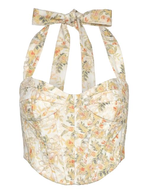 Pollie Halter Corset Top Bardot Yellow