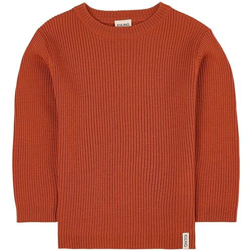 Kuling Ribstrikket Uldsweater Rust 74/80 cm Wool Orange.  74/80 cm  Unisex