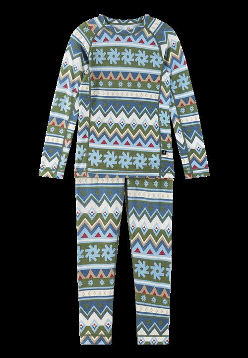 Reima Taitoa Base Layer-sæt I Uld Green Clay  Green Clay-100 cm  Grøn  100 cm  Unisex