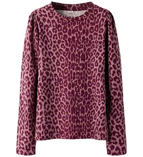 Name It Bluse - NkfNuni - Grape Shake m. Leopardprint