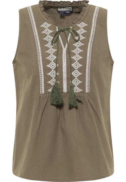 DreiMaster Vintage Bluse  khaki / hvid
