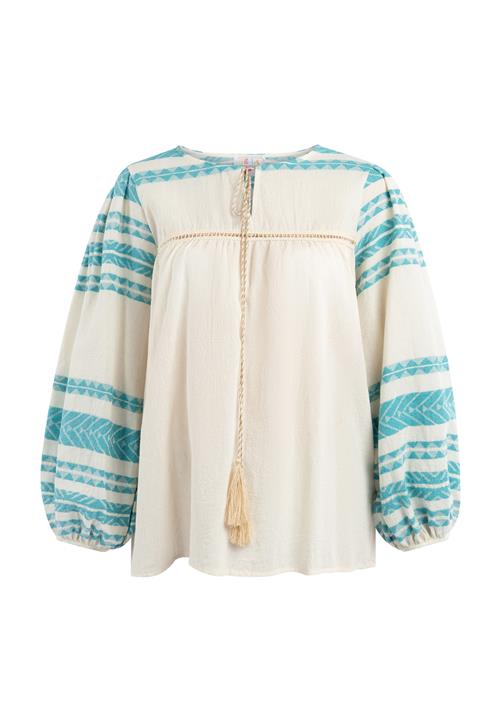 IZIA Bluse  turkis / guld / naturhvid
