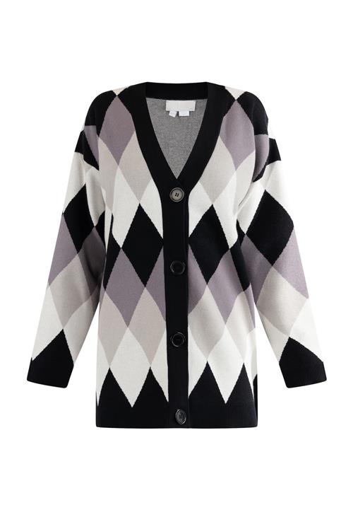 RISA Cardigan  greige / lysegrå / sort / hvid