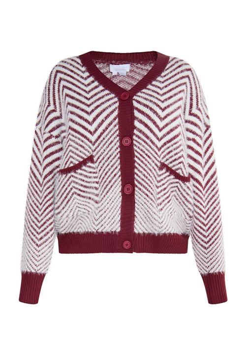 usha WHITE LABEL Cardigan 'Pryam'  kirsebærsrød / hvid
