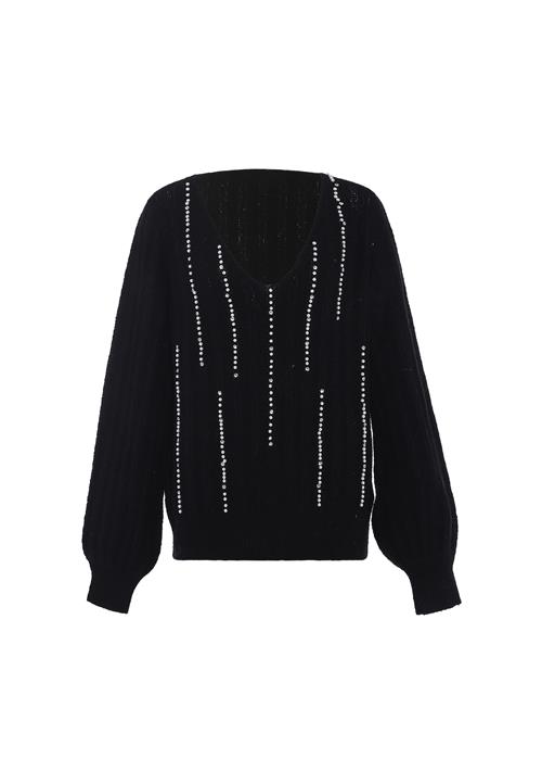 faina Pullover  sort / perlehvid