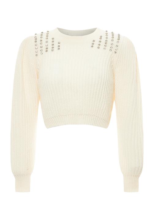 faina Pullover  sølv / uldhvid