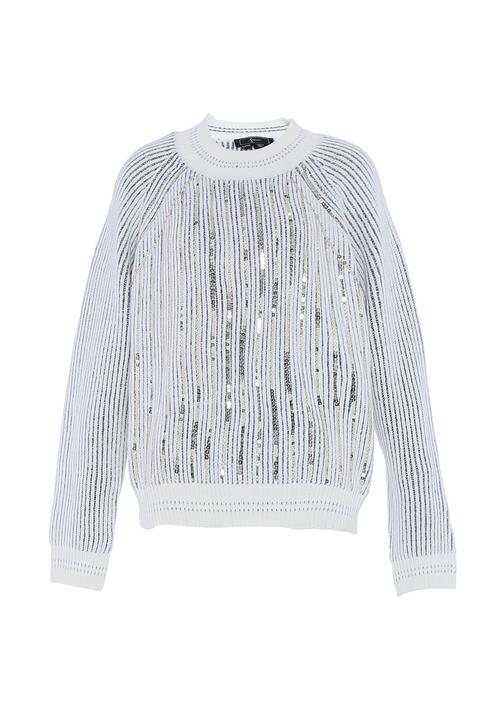faina Pullover  sølv / uldhvid