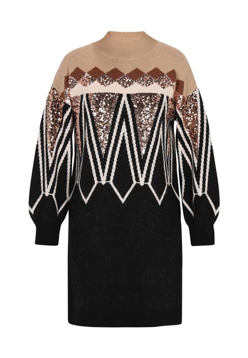 IZIA Strikkjole  beige / brun / guld / sort