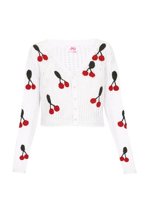 Se MYMO Cardigan 'Fashion Look'  mørkegrøn / rød / hvid ved About You
