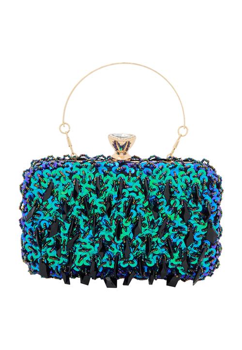 faina Clutch  grøn / mørkelilla / sort