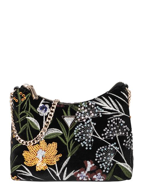 GUESS Skuldertaske 'ZALINA TOP ZIP SHOULDER BAG'  grøn / sort / sølv / hvid