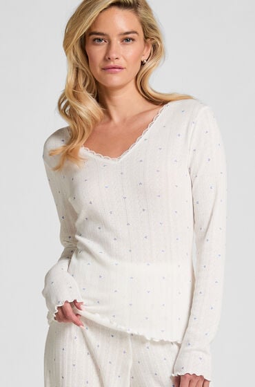 Hunkemöller Pyjamastop Pointelle Blå