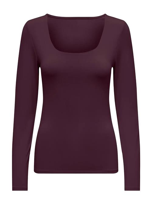 Onlea L/S 2-Way Deep Neck Top Jrs Noos ONLY Burgundy