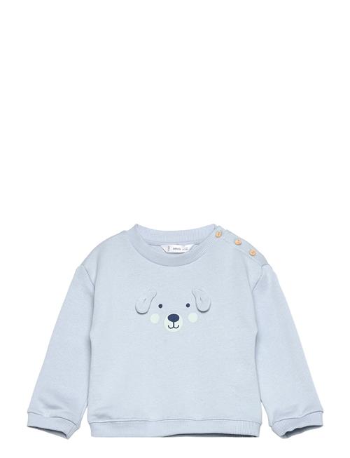 Embossed Embellishment Cotton Sweatshirt Mango Blue