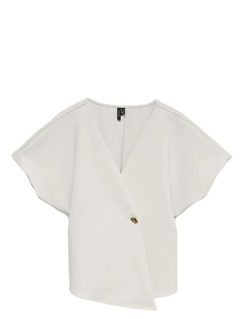 Vmsonja Ss V-Neck Top Wvn Exp Vero Moda White