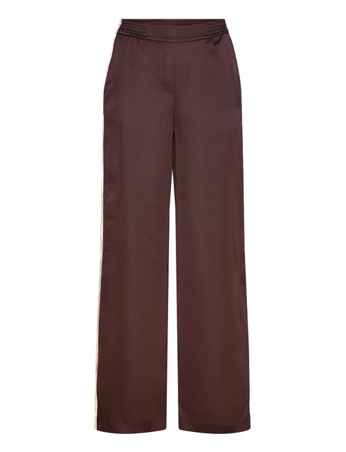 Satin Trousers With Contrasting Stripe Mango Brown
