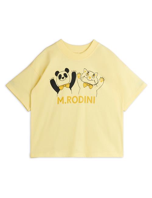 Mini Rodini GOTS Panda & Cat Tee Yellow  Yellow 116/122 cm  Gul  116/122 cm  Unisex