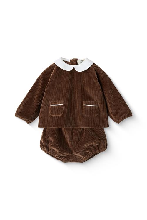 Copenhagen Colors Babysæt Med Krave I Fløjl Dark Brown  Dark Brown  92 cm  Brun  92 cm  mand