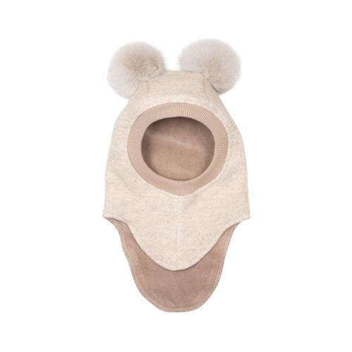 Huttelihut Balaclava m. Alpaca Pompoms Sand Melange 4-6 Y Wool Creme  4-6 år  Unisex
