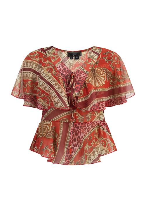 faina Bluse  pueblo / rød / burgunder / naturhvid