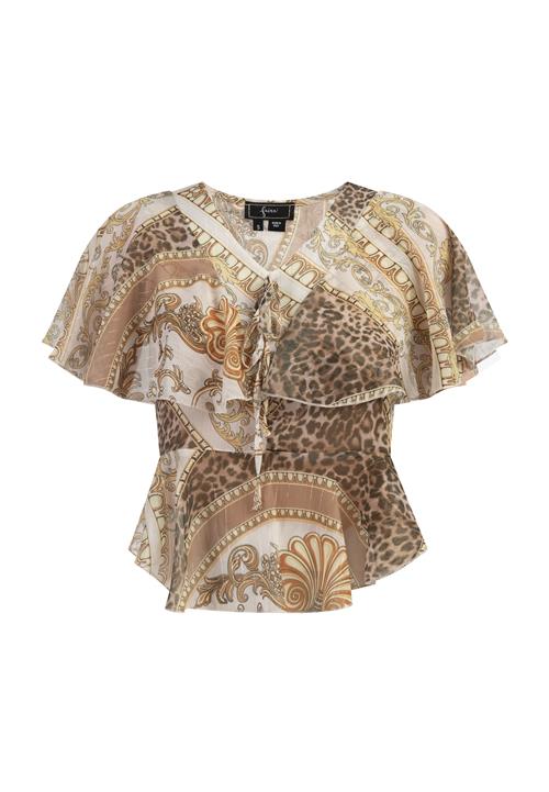 faina Bluse  beige / chamois / mørkebrun / pastelgul