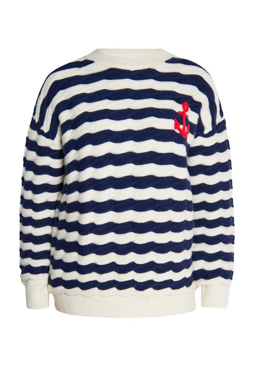 DreiMaster Maritim Pullover 'Grassland'  marin / carminrød / uldhvid