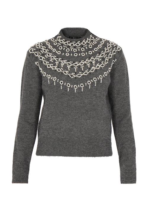 faina Pullover  grå-meleret / perlehvid