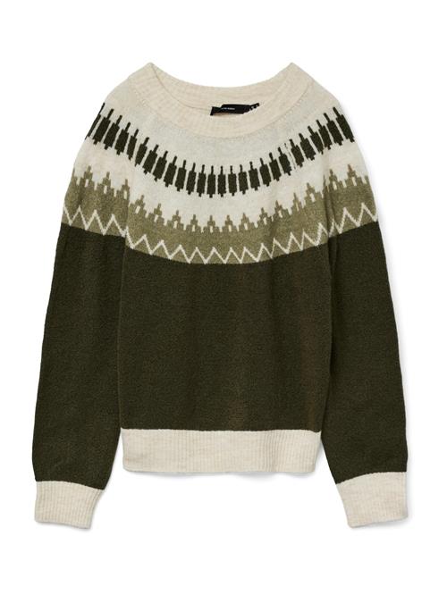 VERO MODA Pullover 'VMSIMONE'  creme / oliven / mørkegrøn