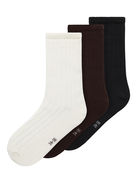 Se NAME IT 3-Pak Strømper Oda Seal Brown Black Cloud Dancer hos SmartKidz