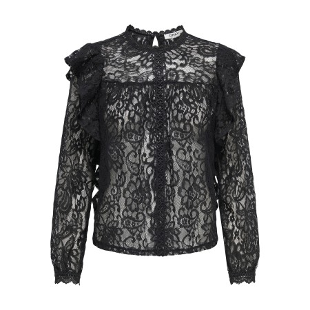 Se ONLY Blonde Bluse Karo Lace Black hos SmartKidz
