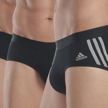 adidas 2P Active Flex Cotton 3 Stripes Brief Sort bomuld Small Herre