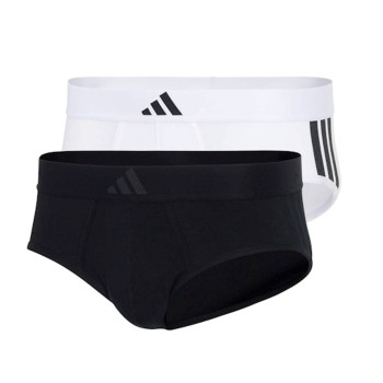adidas 2P Active Flex Cotton 3 Stripes Low Rise Trunk Hvid/Sort bomuld Small Herre